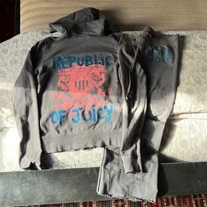 Juicy couture full outfit tracksuit sweatsuit French terry crest and glitter!